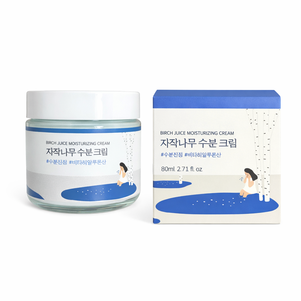ROUND LAB Birch Juice Moisturizing Cream 48-Hour Hydration with Birch Sap & Vita Hyaluronic Acid, Acne-Prone Skin, Kbeauty Moisturizer, Reduces Sebum, Oil, Blackheads, Face Lotion