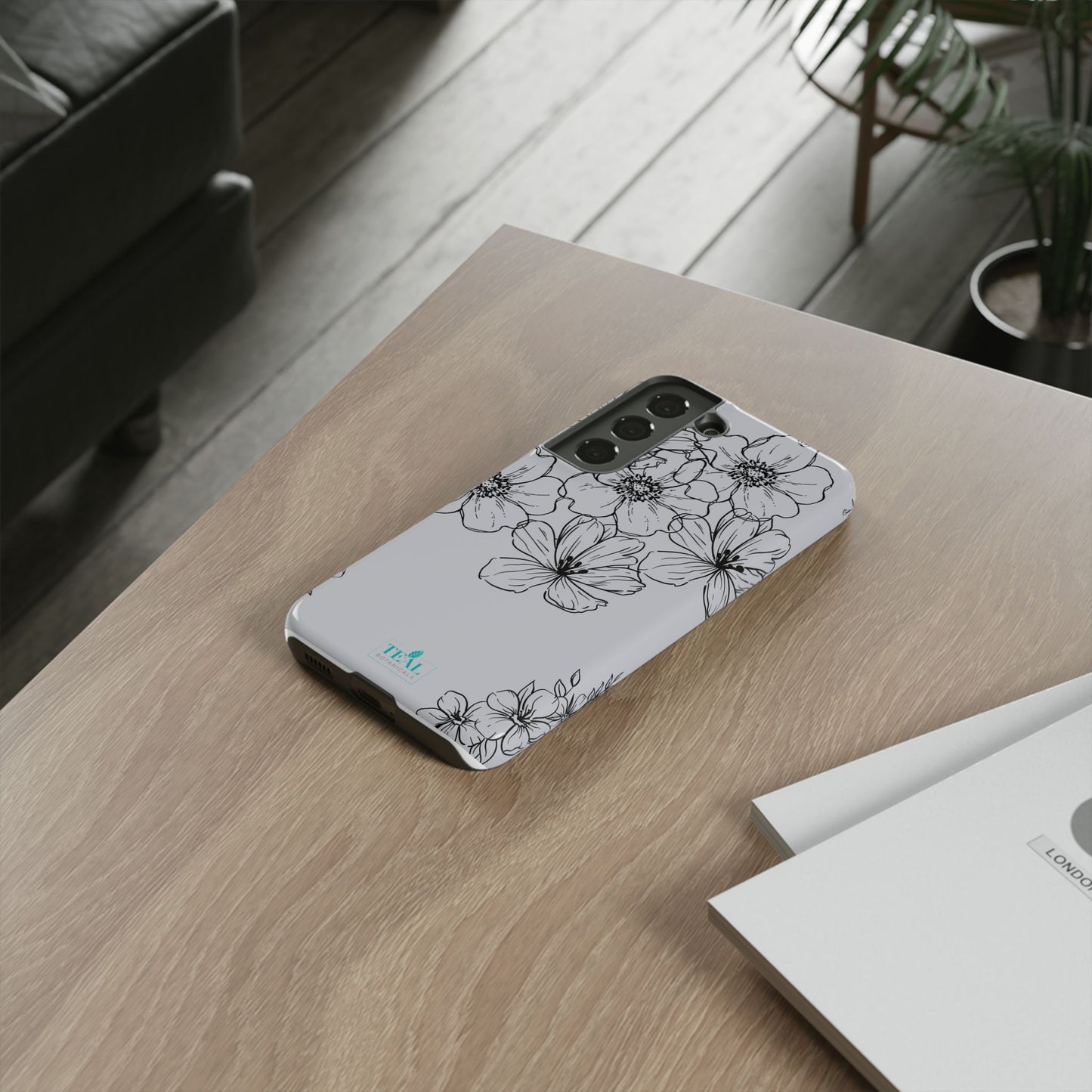 Flowers in Monochrome Phone Case Pink for Iphone and Android