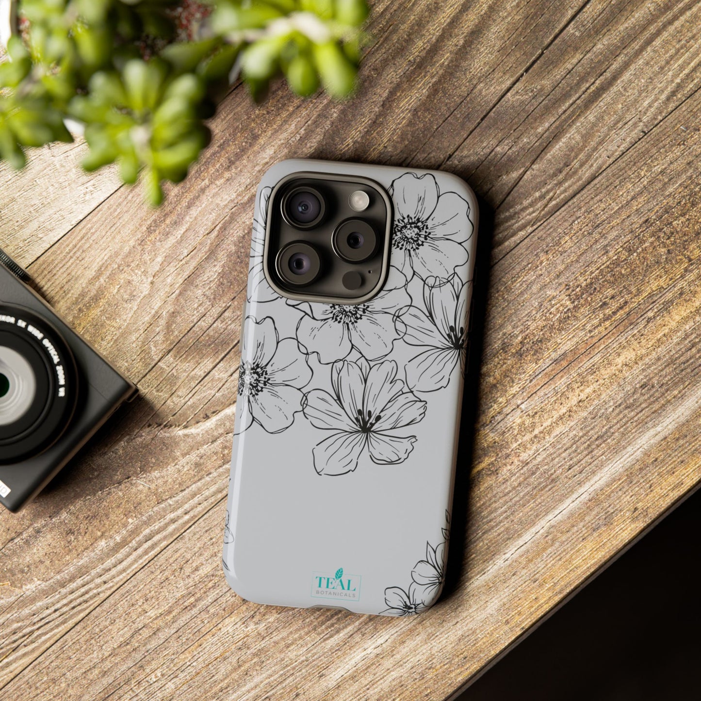 Flowers in Monochrome Phone Case Pink for Iphone and Android