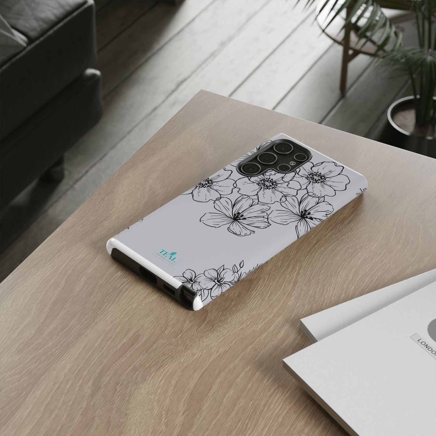 Flowers in Monochrome Phone Case Pink for Iphone and Android