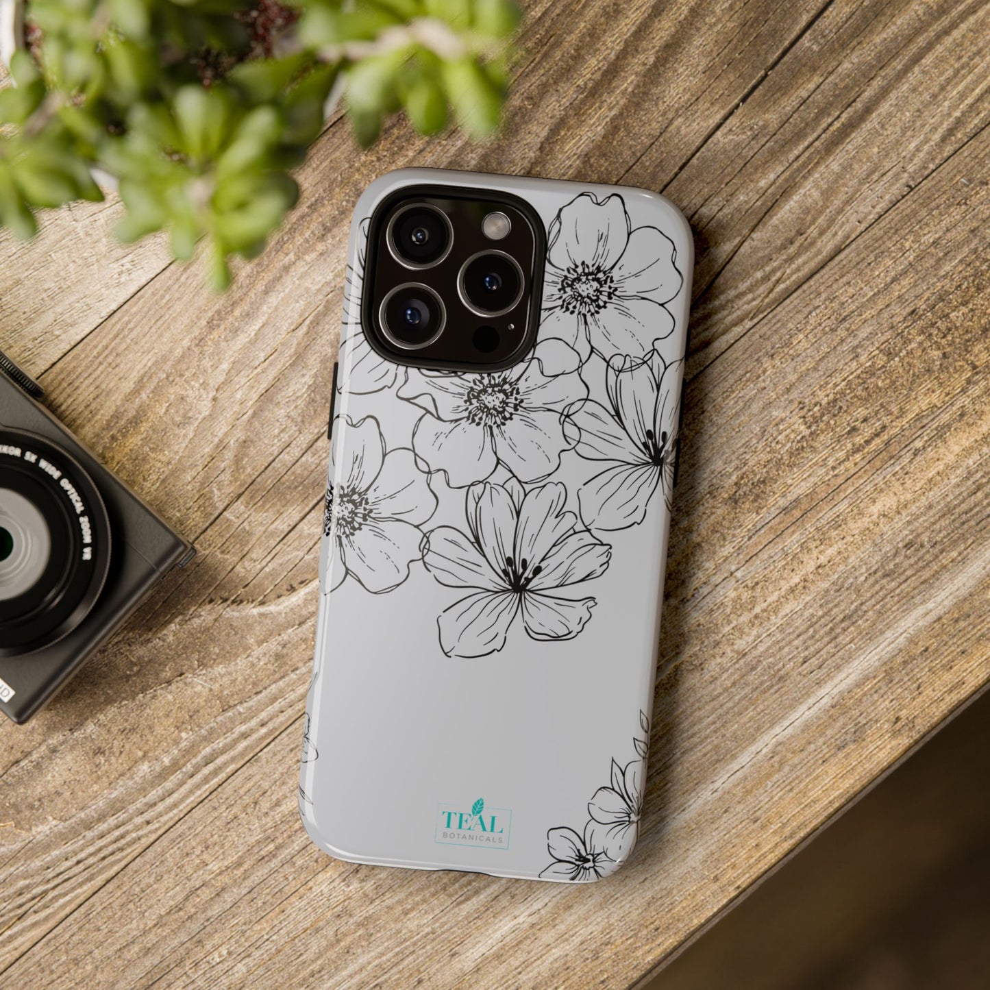 Flowers in Monochrome Phone Case Pink for Iphone and Android