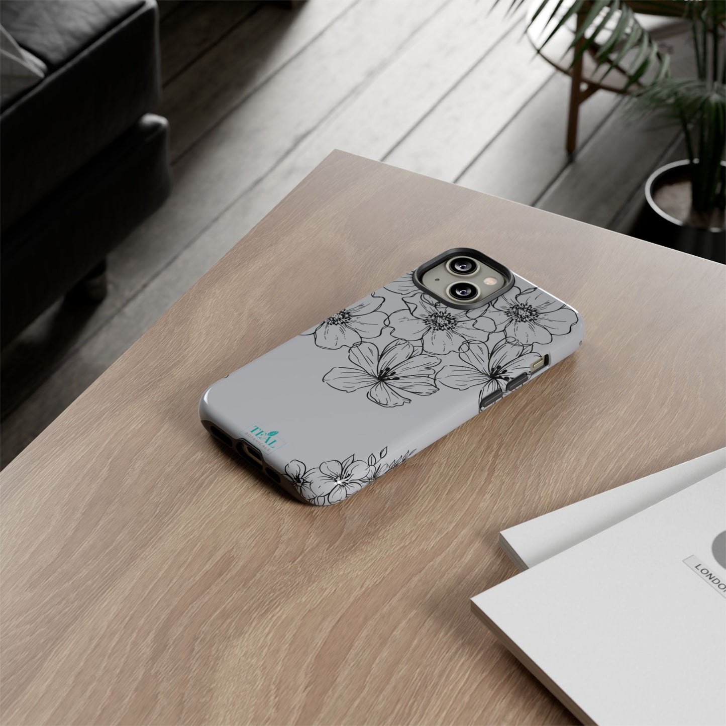 Flowers in Monochrome Phone Case Pink for Iphone and Android