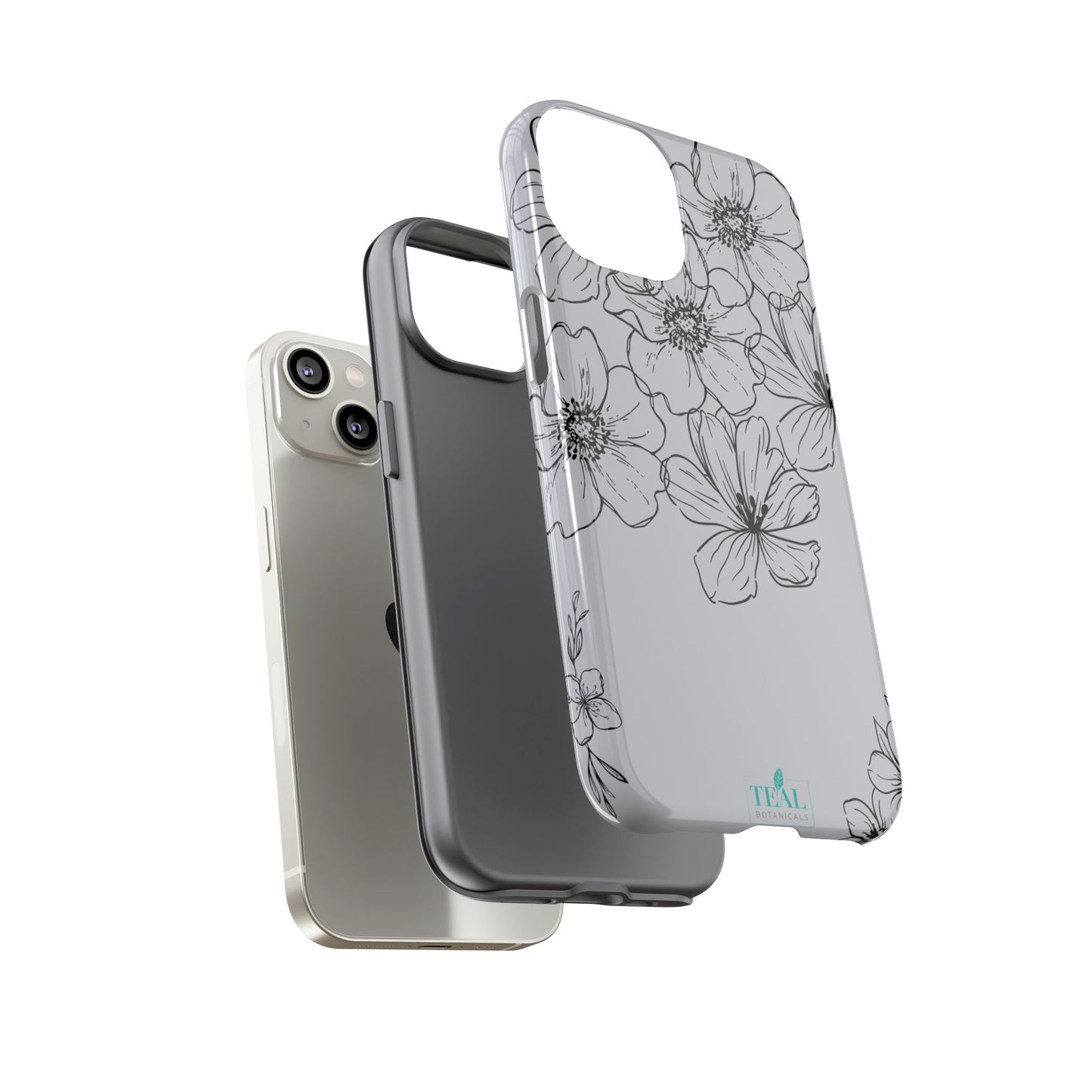 Flowers in Monochrome Phone Case Pink for Iphone and Android