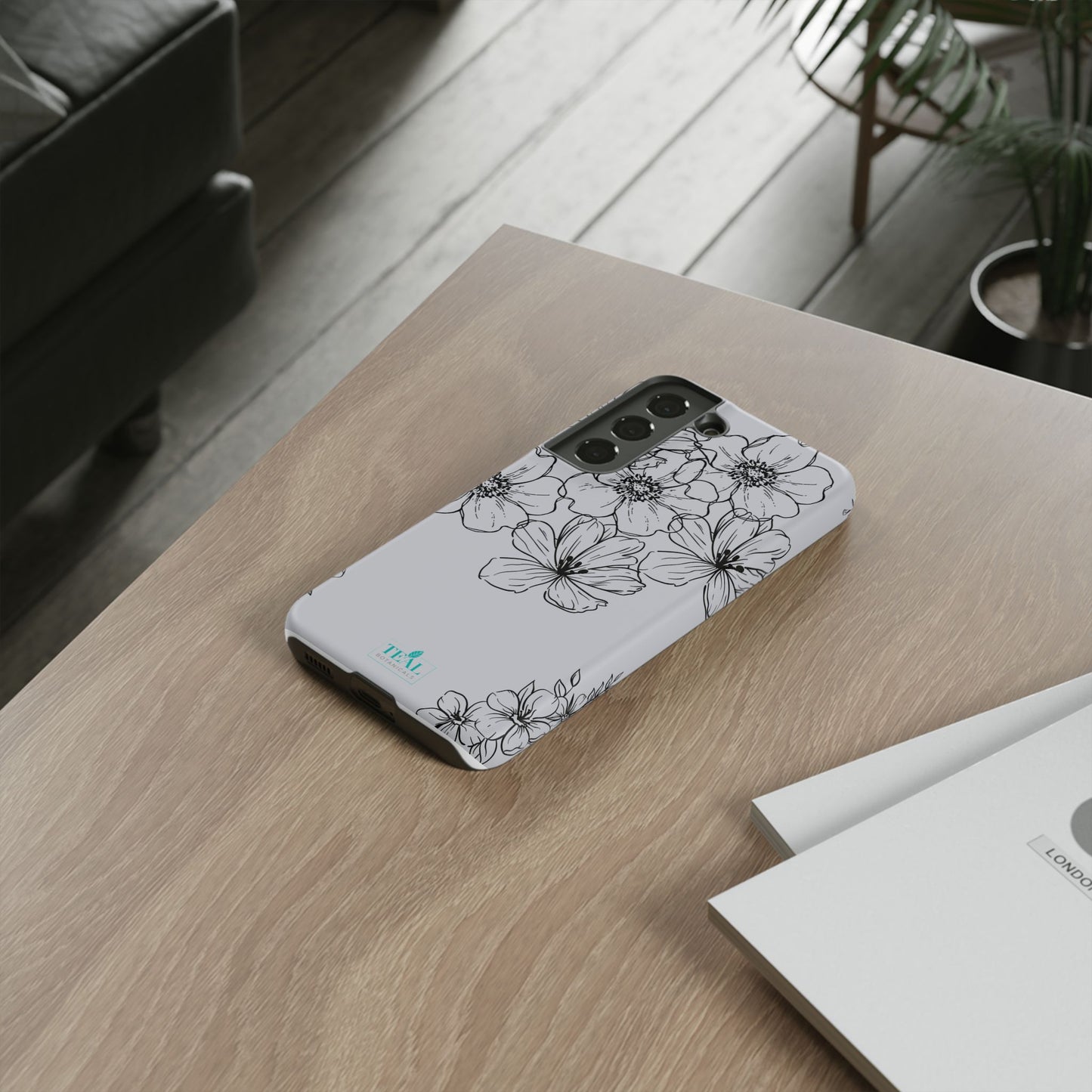 Flowers in Monochrome Phone Case Pink for Iphone and Android