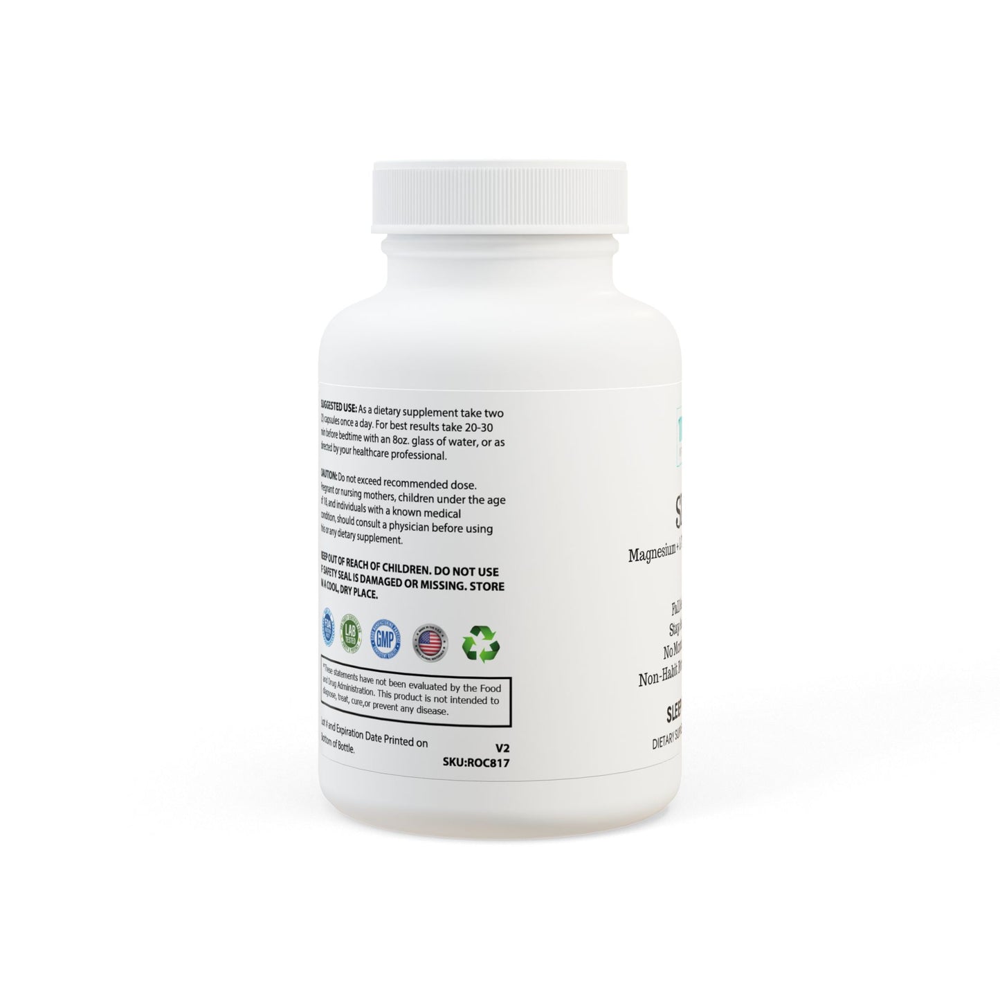 Sleep Supplement with Magnesium,  L-theanine and Melatonin (60 Capsules)