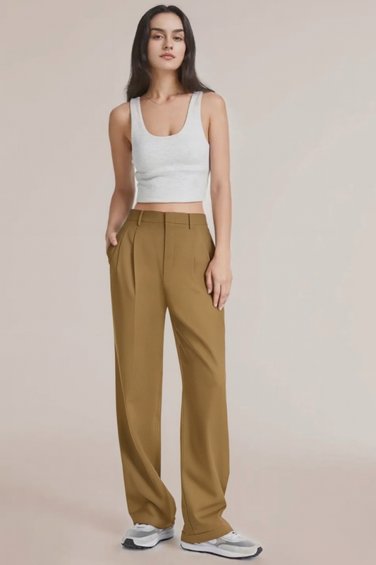 Delancey Women High-Waisted Khaki Trousers