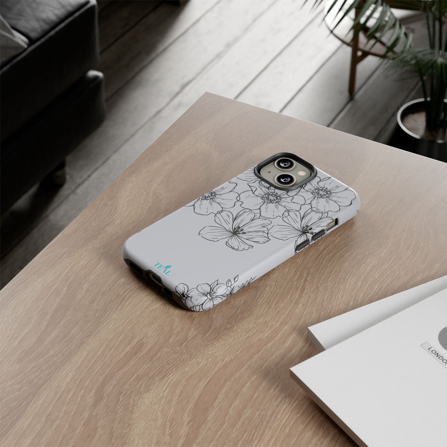 Flowers in Monochrome Phone Case Pink for Iphone and Android